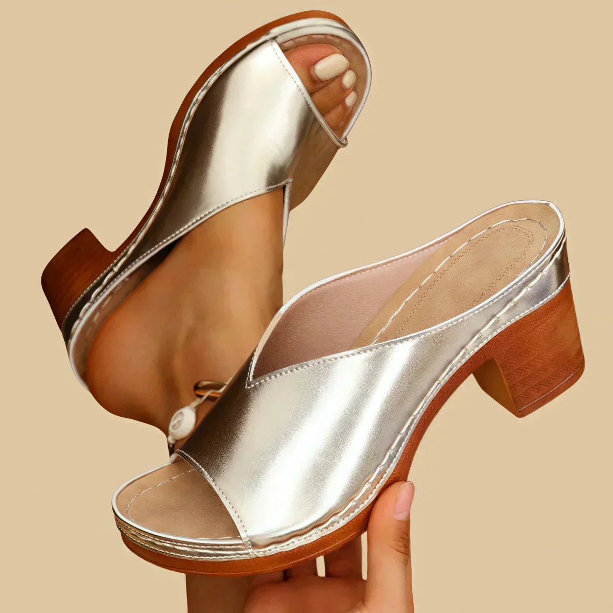 Navy™ | Orthopedic Thick Heel Sandals
