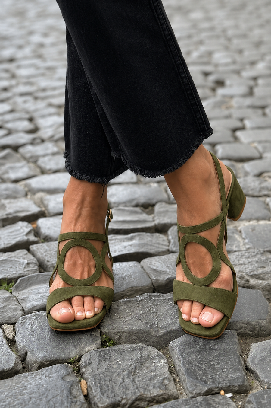 Cedra™ | Geometric Lime Pop Heeled Sandals