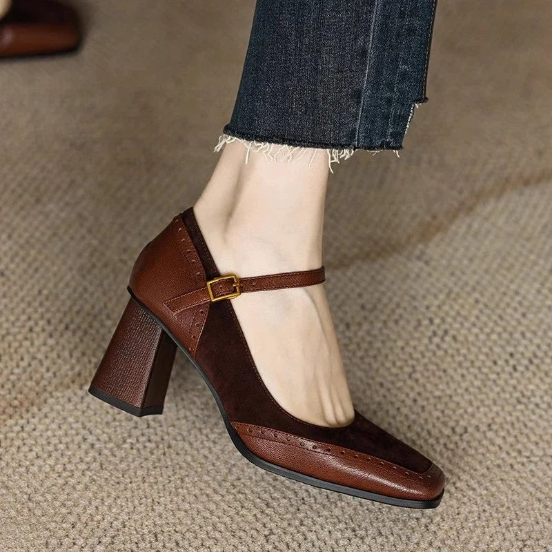 Constance | Women's Square Toe Block Heel Pumps