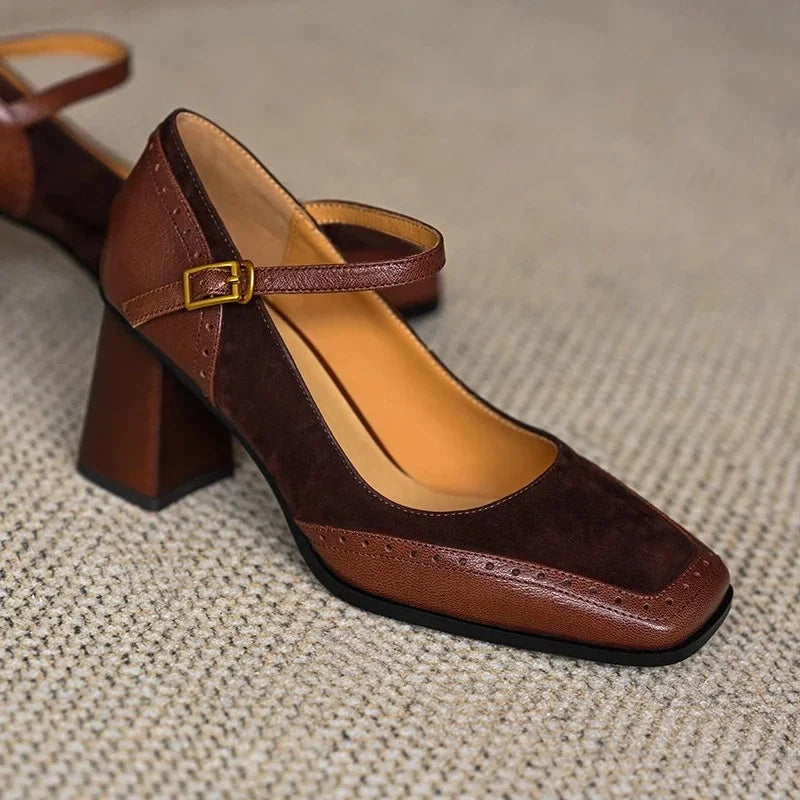 Constance | Women's Square Toe Block Heel Pumps