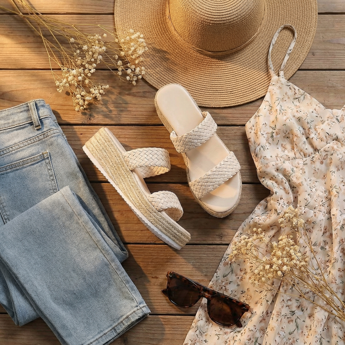 Solara | Braided Platform Wedge Slides