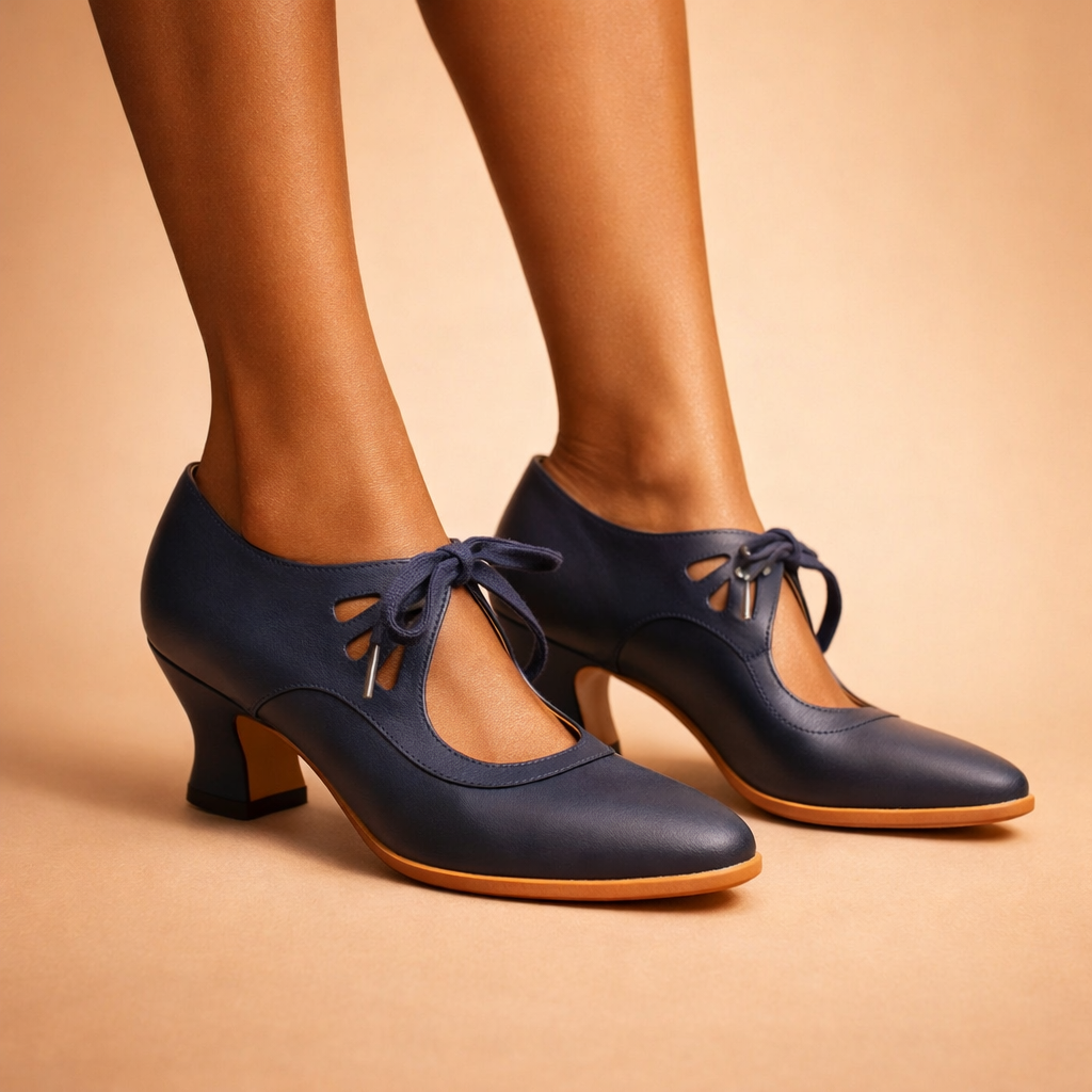 Talia™ | Elegant Vegan Leather Lace-Up Heels
